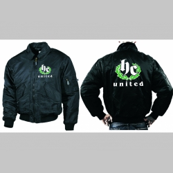 Hardcore - HC United čierna zimná letecká bunda BOMBER Winter Jacket s límcom, typ CWU z pevného materiálu s masívnym zipsom na zapínanie 100% nylón